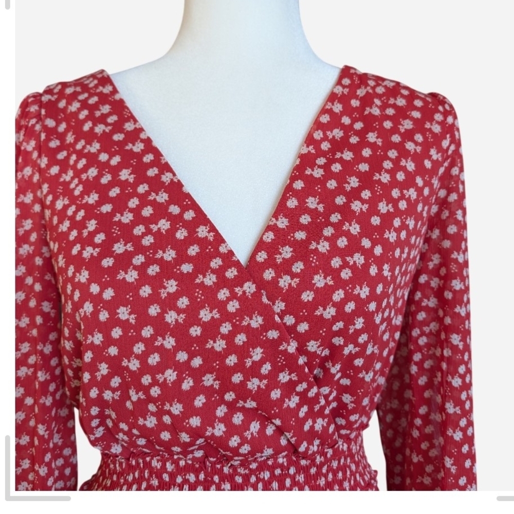 Socialite Red Floral Long Sleeve Dress - Picture 6 of 13